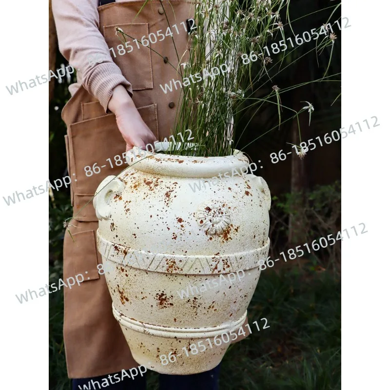 Ceramic Jars, Outdoor Courtyards, Terraces, Large Caliber Embroidered Ball Flower Pots, Decorative Ornaments