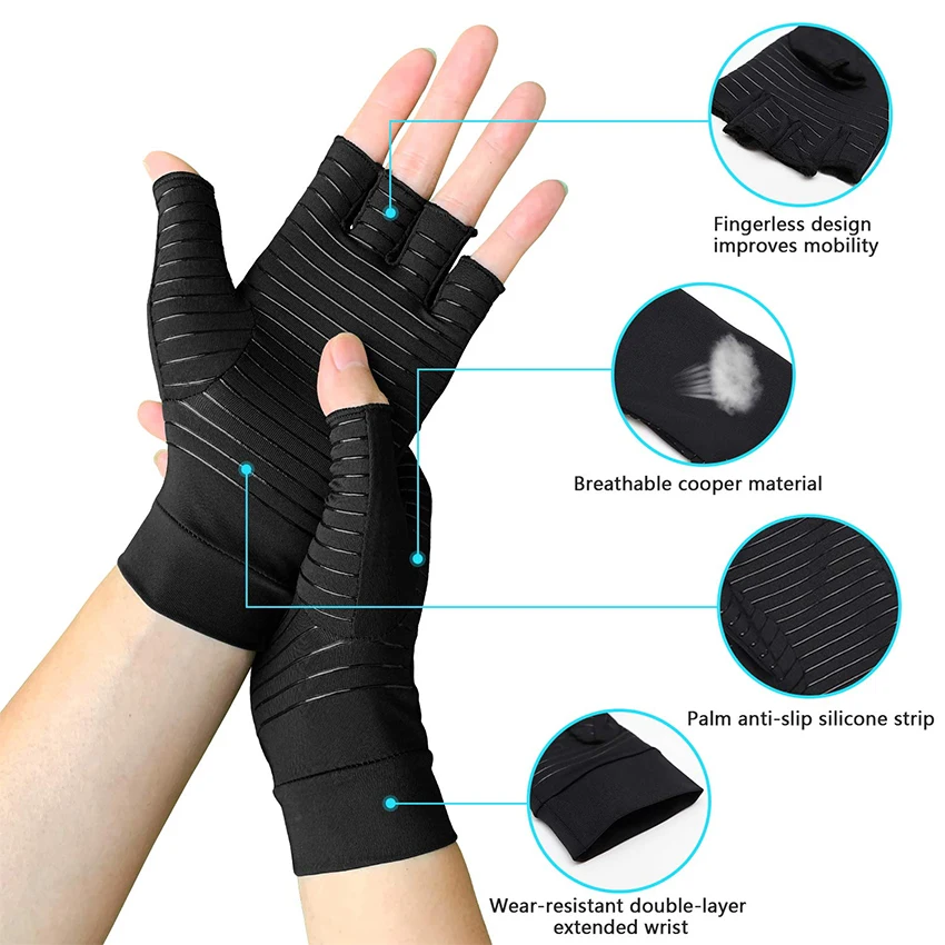 A Pair Hand Arthritis Gloves Therapeutic Compression Unisex Circulation Grip Arthritis Gloves Sport Palm Protect Wrist Support