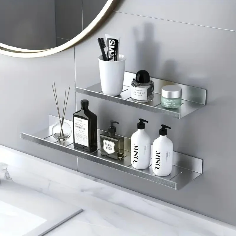 Stainless Steel Wall Storage Shelf Floating Shower Shelves Dryer Holder Display Stand Rack Home Organizer Bathroom Accessories