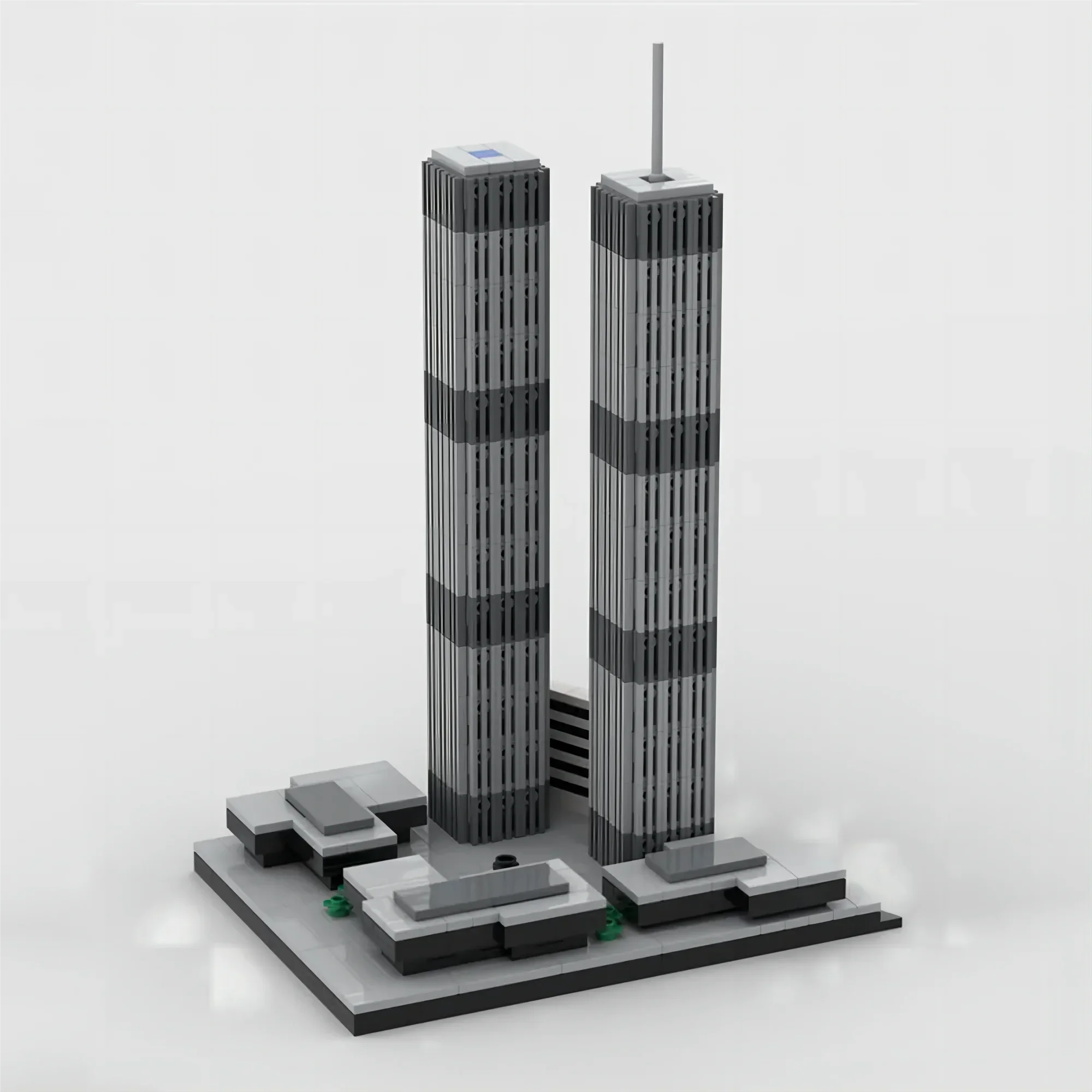 

Быстрая доставка MOC- 157149 Миниатюрная версия World Trade Center 1:2000, собранный из мелких частиц, строительный блок, модель игрушечного здания