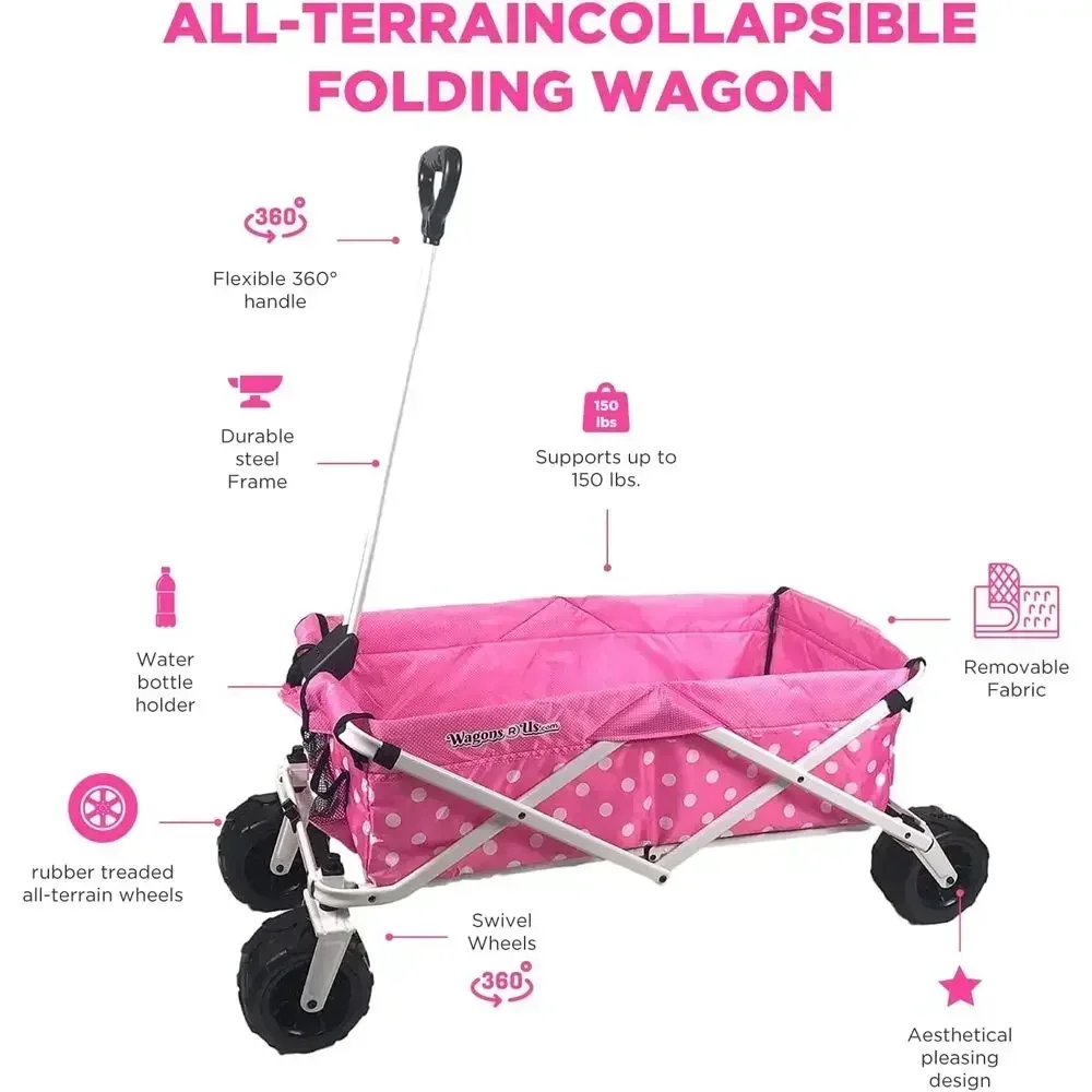 All-Terrain Collapsible Kids Wagon with Water Bottle Holder - Perfect for Beach, Park & Outdoor Events