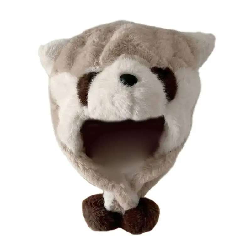 

U13F Autumn Winter Warm Caps Kids Earflap Hat Lovely Lesser Panda Hat Windproof Ear Caps for Boys Girls 3-10 Year