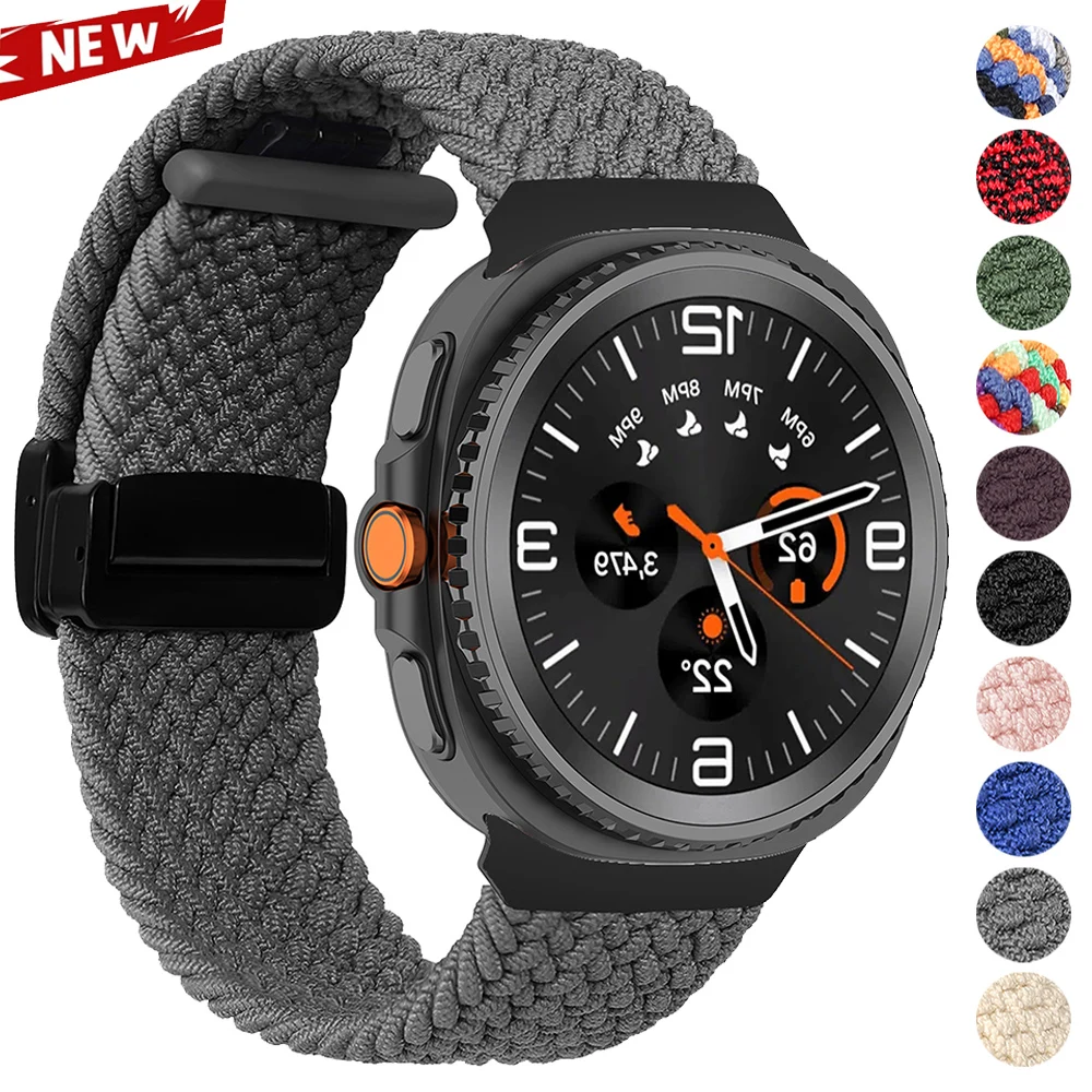 Nylon-Magnet-Faltschnallenarmband für Samsung Galaxy Watch 8 Classic 46 mm geflochtenes Armband für Galaxy Watch 8 40 mm 44 mm Correa