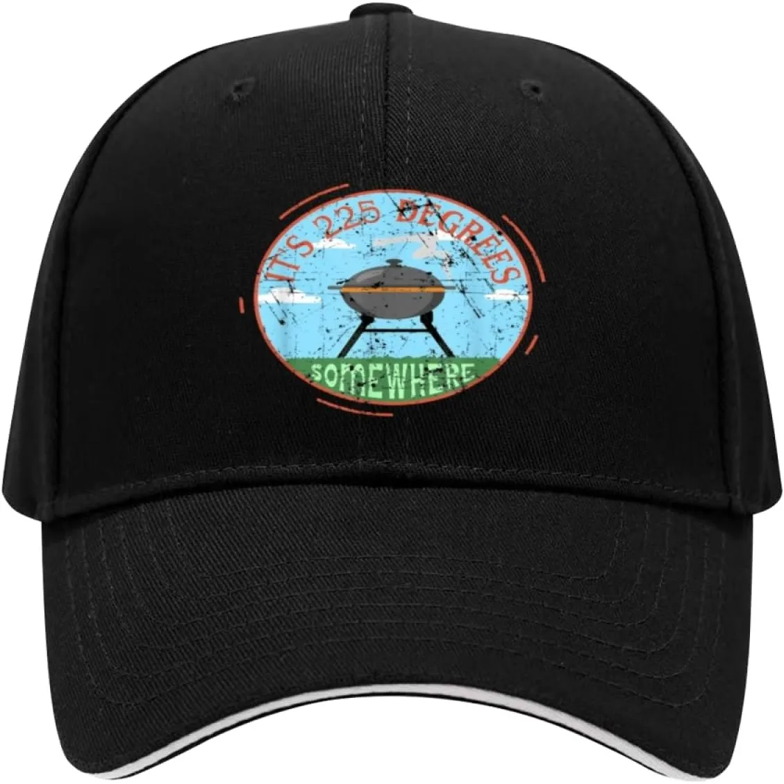 It's 225 Somewhere Funny BBQ Smoker Grill Quote Washed Denim Hats Cute Baseball Cap for Men Women Adjustable Trucker Hat