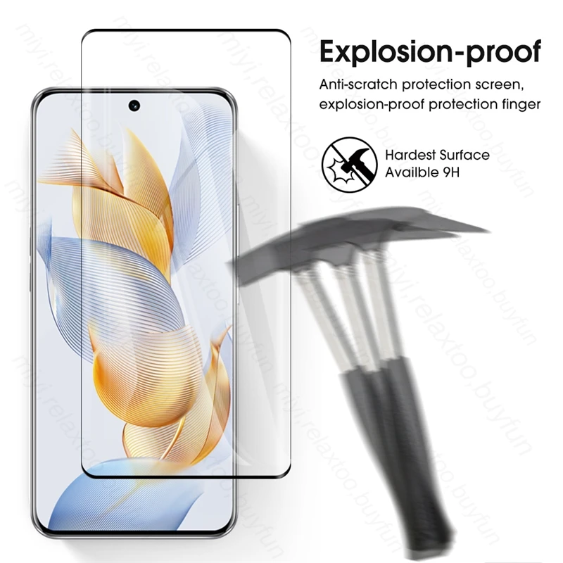 Protector de pantalla de vidrio templado para cámara, cubierta completa 2To1 para Honor 90 Honor 90 5G 2023 REA-NX9 6,7"