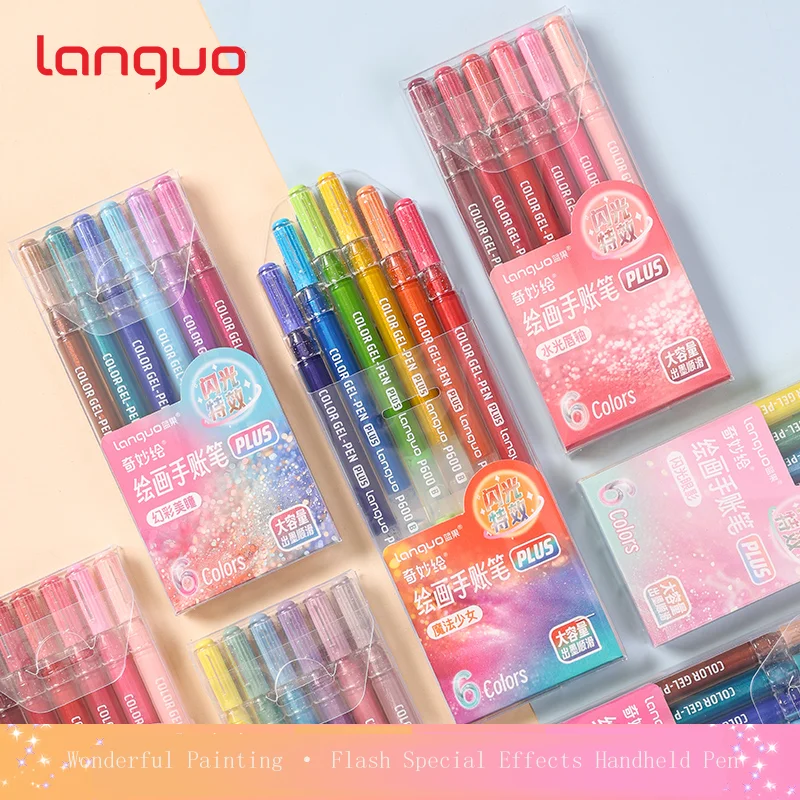 

4 Colors Glitter Effects Gel Pens 1.0mm/0.5mm Large Capacity Writing Pens Painting Art Markers Stationery School Supplies