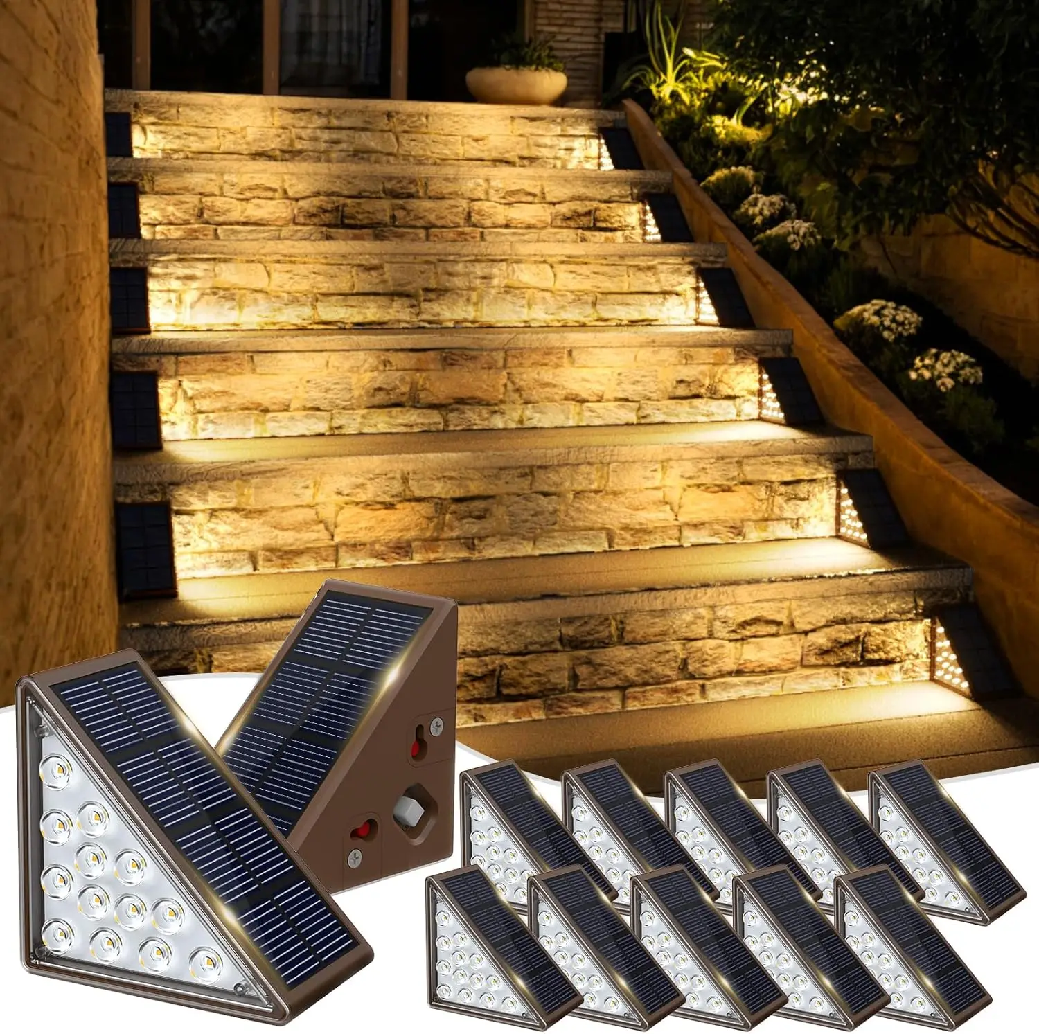 Solar Step Lights for Outside, 12pack Solar Stair Lights Outdoor Waterproof IP67, Deck Step Lights, Outdoor Light Decor for Stai