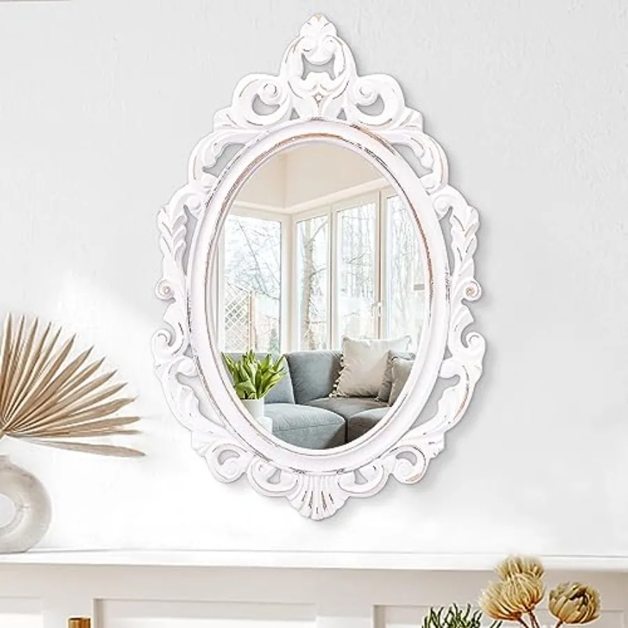 

Wall Mirror Oval Baroque Style Vintage Mirrors for Wall Wooden Hanging Arendahl Traditional Mirror Decorative for Bathroom Bedr