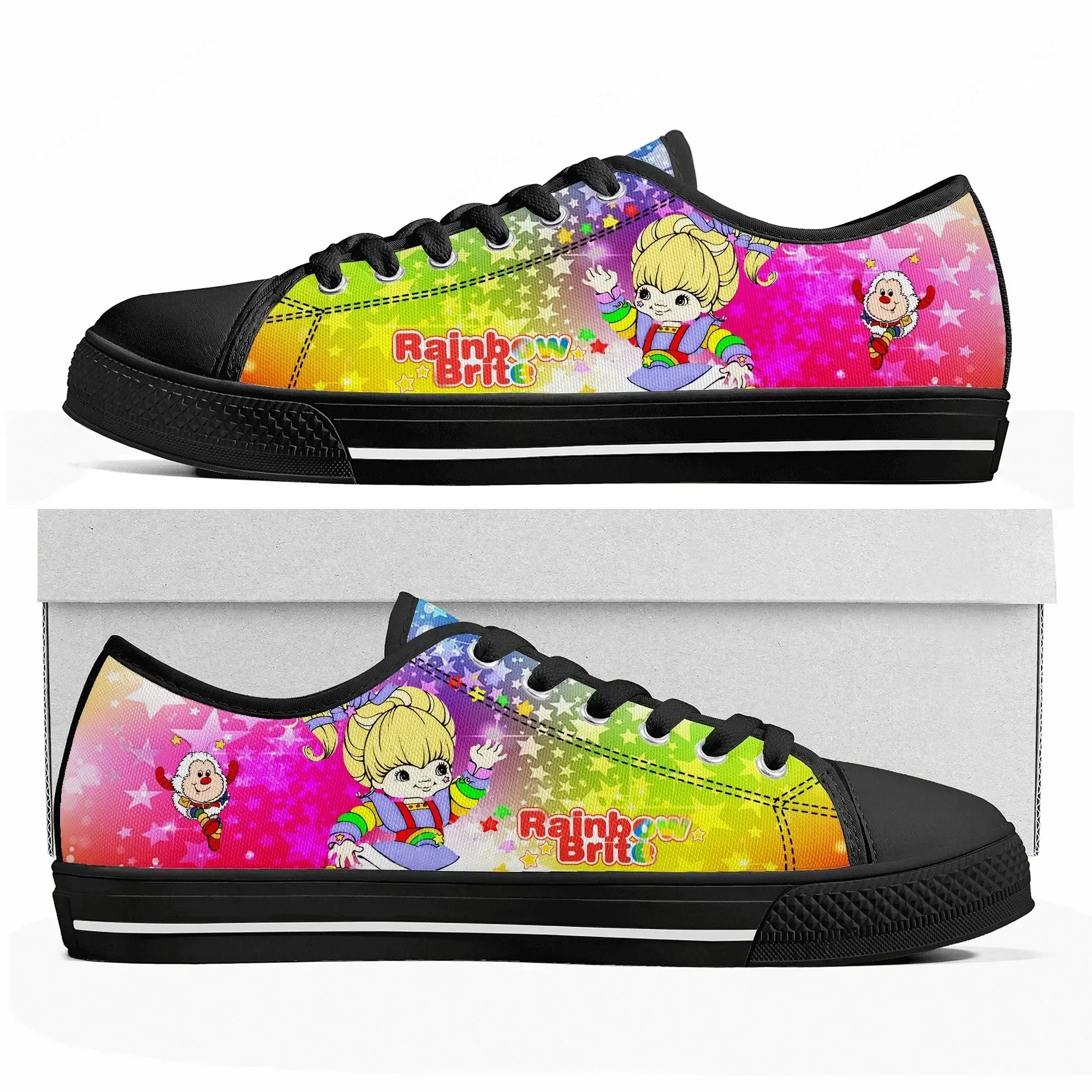 

Brite Low Top Sneakers Womens Mens Rainbow High Quality Canvas Sneaker Casual Cute Anime Cartoon Customize Shoes