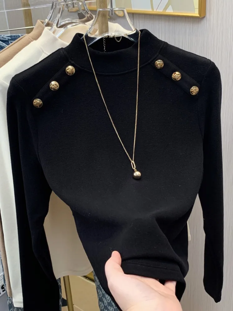 Slim Fit Women's Base irt f High Collar Inner Wear Sli Autumn Winter Wool Blend Knit Top Korean Sle Commute Faion