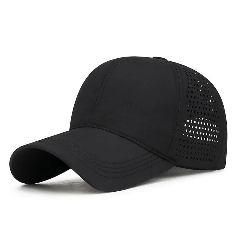 Leichte Wander-Sonnenkappe für Männer und Frauen, schnelltrocknend, mit Laser-Lochmuster, atmungsaktiv, Outdoor-Baseballkappe – Detail 2