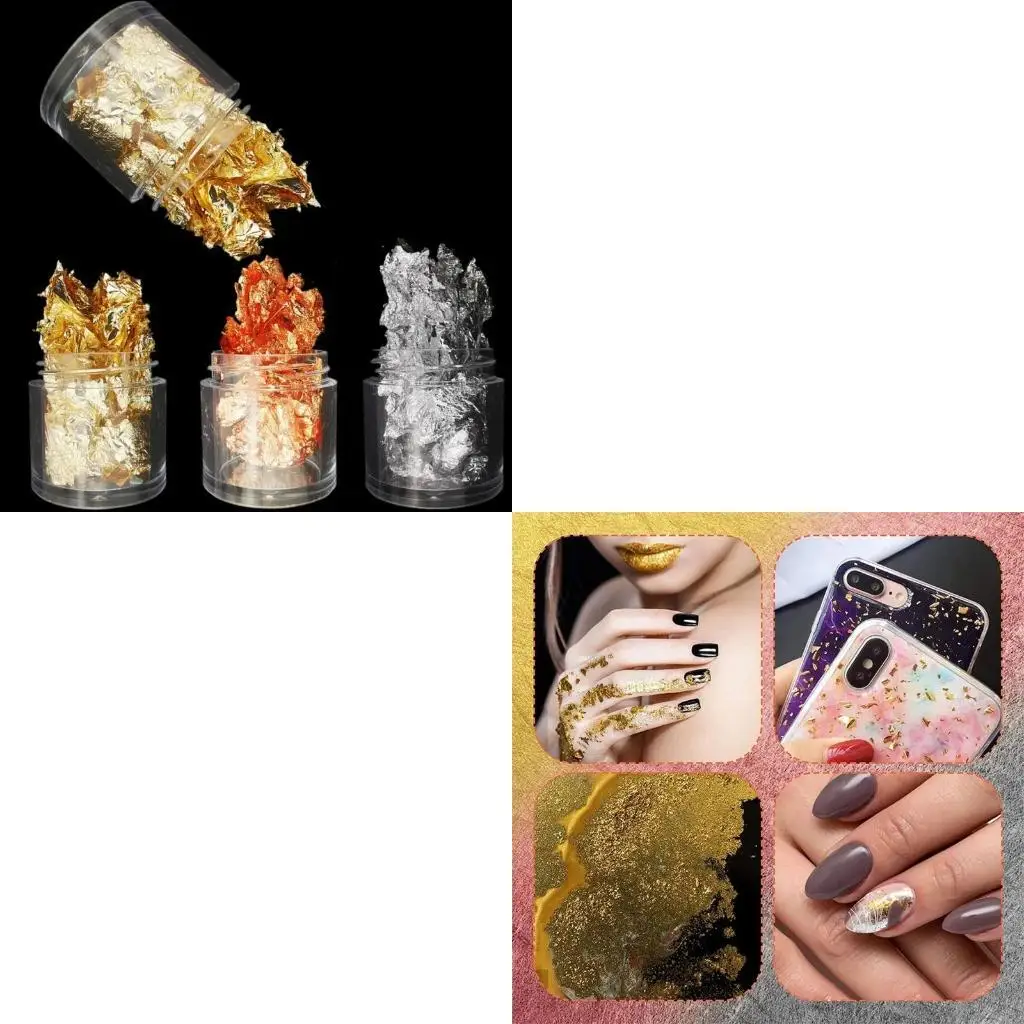 

Silver Golden Glitter Foil Chips Foil Flakes Sequins Glitters Art Paper Sheet Decor DIY Crafts Epoxy Filling