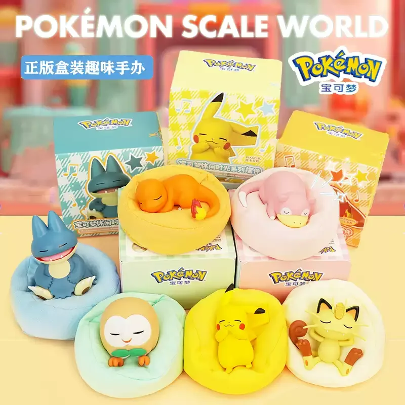 

Anime Pokemon Figure Pikachu Charmander Meowth Rowlet Snorlax Slowpoke Blind Box Toys Sleep Series Collection Ornaments Gifts