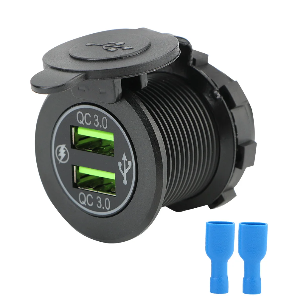 Cargador USB dual para automóvil, cargador rápido de 12V, adaptador de cargador de coche 3,0