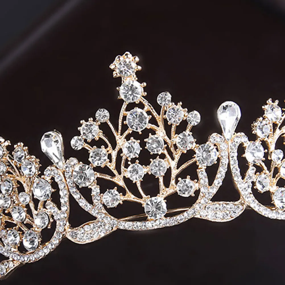 

Baroque Crown Rhinestone Woman Wedding Crown Rhinestone Headdress Crystal Alloy Shining Bridal Hair Accessory Decorative