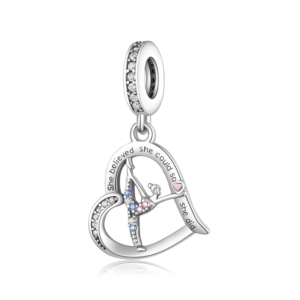 Huoonew Fit Original-Pan-Charm-Armband aus 925er Silber, Turnerin-Gymnastik-Ballerina-Perle für die Herstellung inspirierender Berloque-DIY – Detail 3