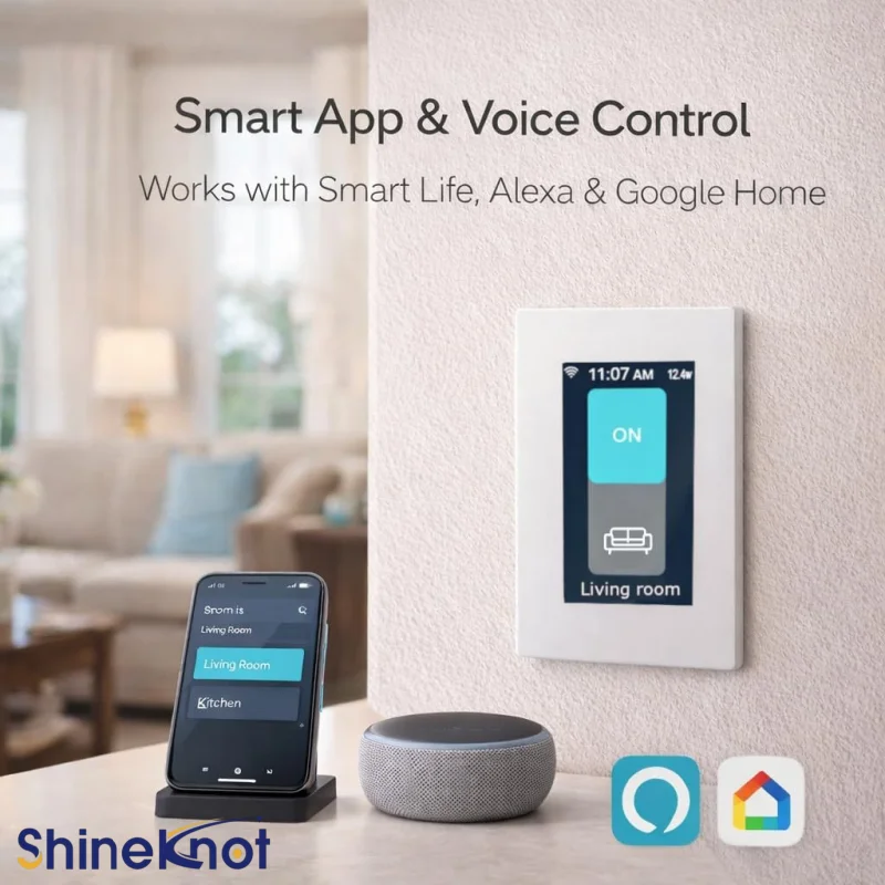 SHINEKNOT Tuya Intelligent 118 American Standard Lcd Touch Screen Switch 1/2 Channel Relay 2-In-1 Function Intelligent Switch