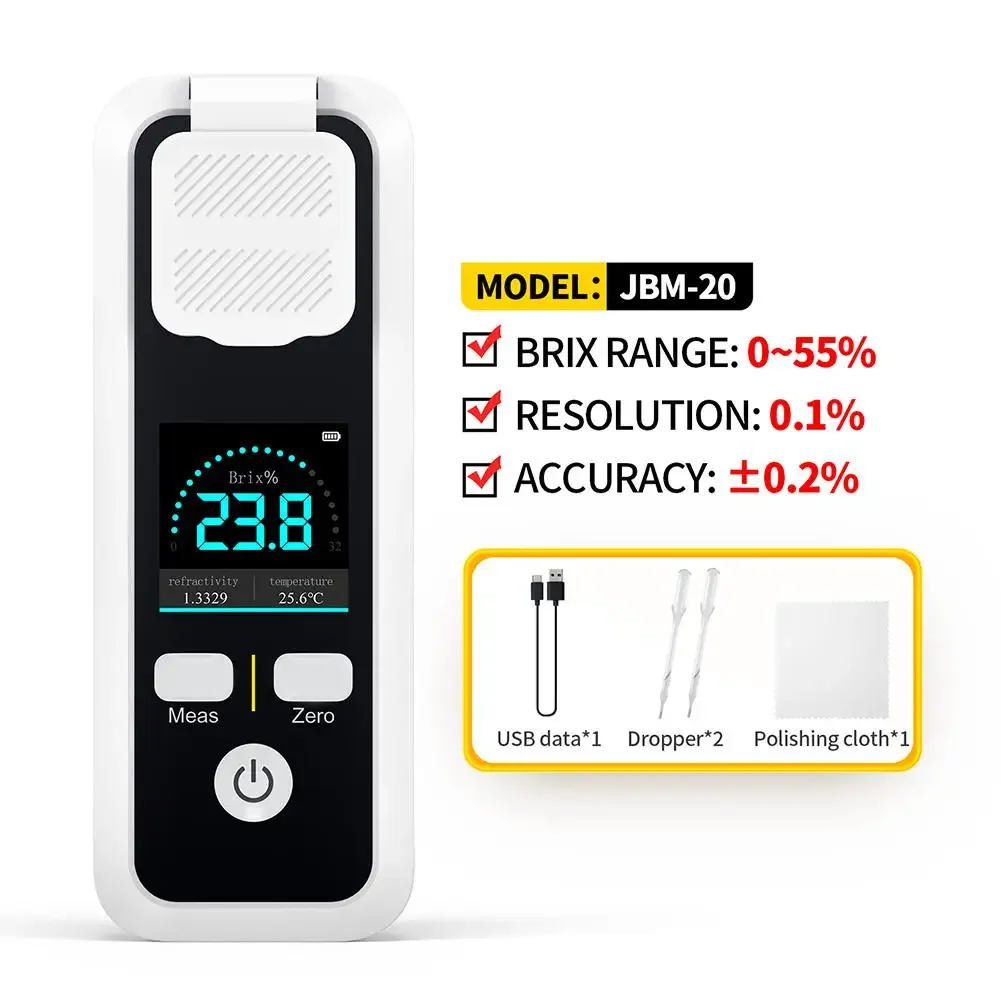 For FNIRSI JBM-10 JBM-20 Digital Brix Refractometer Rechargeable Sugar Meter For Juice Beverage Wine Beer 32%/55%