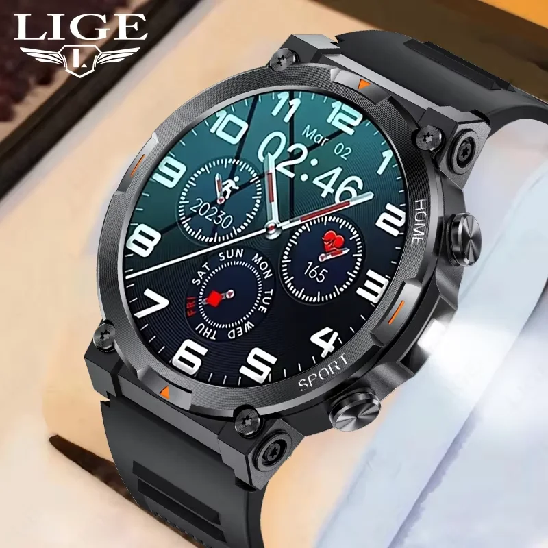

LIGE Новые 1,43-дюймовые AMOLED Bluetooth-смарт-часы с вызовом, мужские спортивные часы на открытом воздухе, монитор сердца, водонепроницаемые умные часы для Android IOS