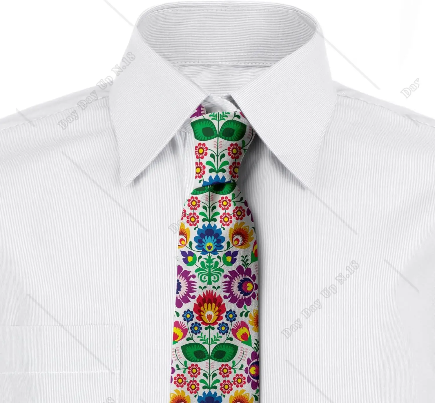 Mexico Flowers Desgin Tie Vintage Style Multicolor Modern Men\'s Tie Print One Size Gifts for Dad Man Grandpa