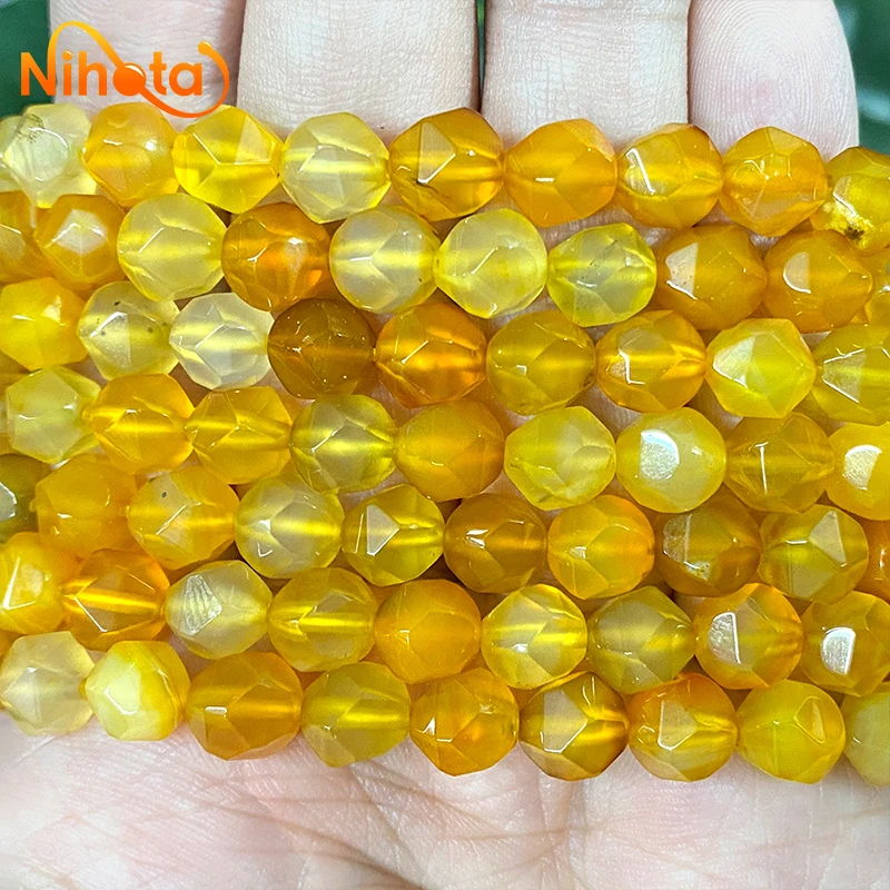 Natural Faceted Orange Agates Beads Loose Spacer Making Jewelry Stone Beads for Diy Charms Bracelet Accessories 15\