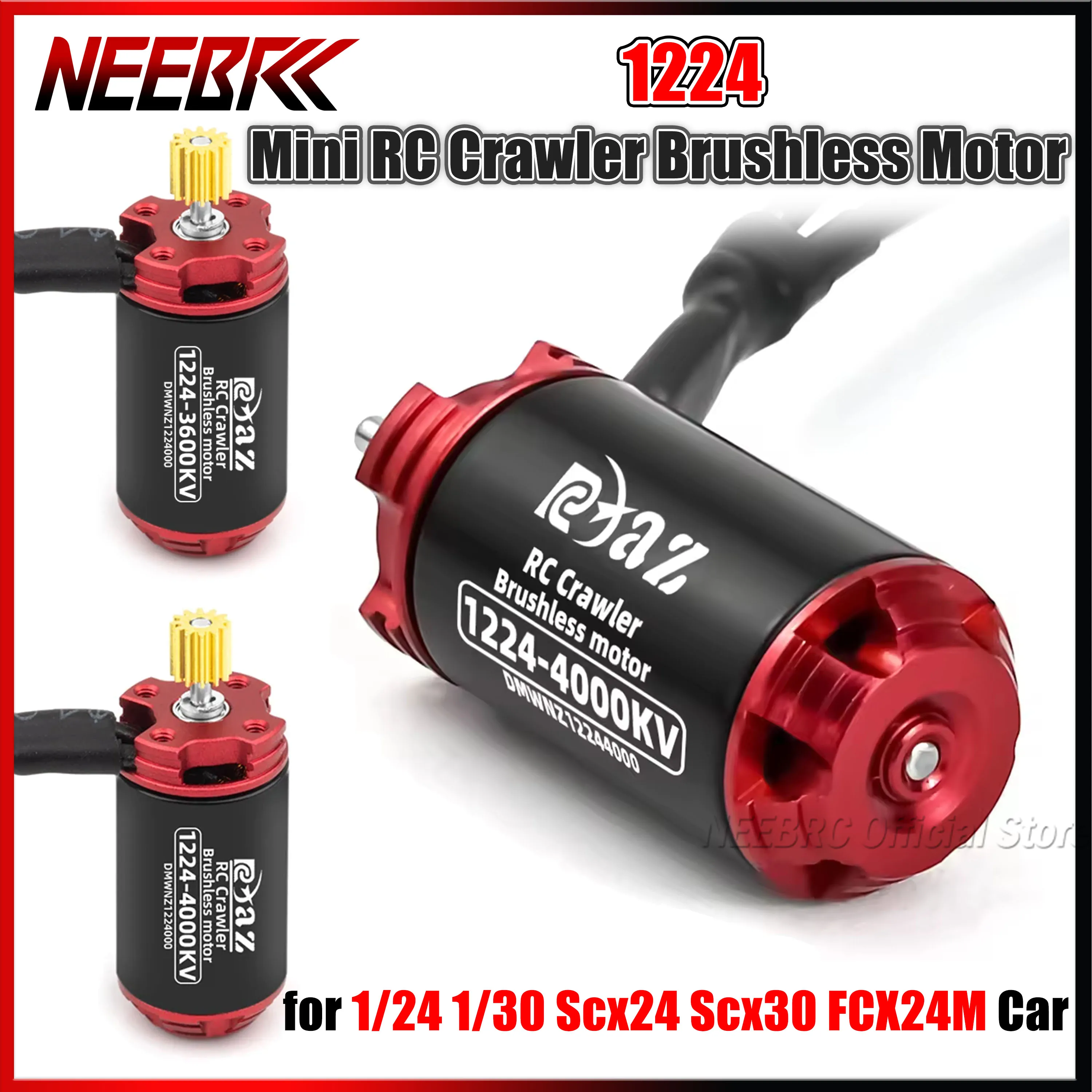 1224 3600KV 4000KV Mini RC Crawler Brushless Motor 1.5mm Shaft 2S for 1/24 1/30 Scx24 Scx30 Micro Car FCX24M Kyosho Tamiya TRX