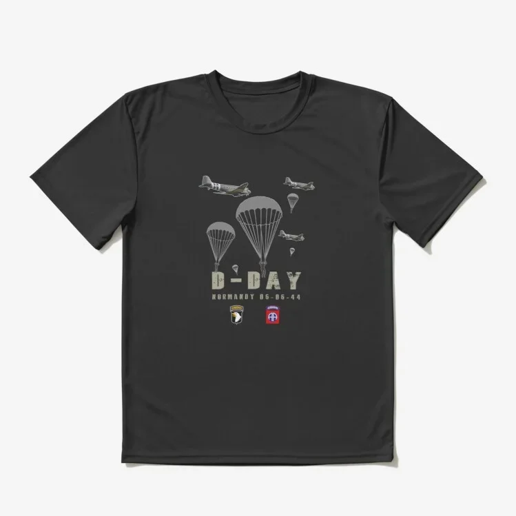 Normandy D-Day USA 82nd 101nd Airborne Division Paratroopers T-Shirt Short Sleeve Casual 100% Cotton O-Neck Mens T-shirt view 3
