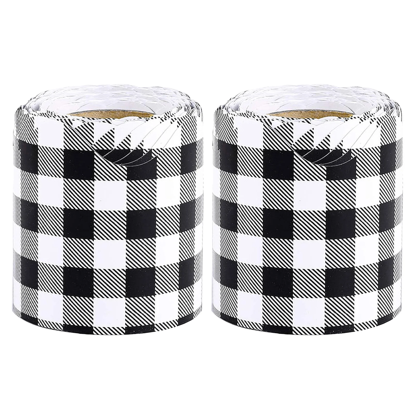 2 لفات من ملصقات الحدود المربعة باللون الأسود والأبيض المقاومة للتمزق وقابلة للتقشير واللصق للوحة الإعلانات لفصل الدراسة والمكتب والربيع