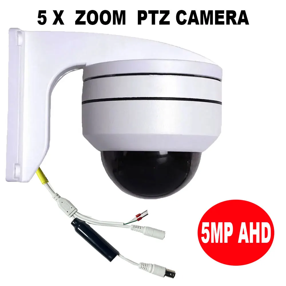    5MP AHD PTZ HD-Kamera mit 2,7-13,5mm Objektiv, 5-fach Optischer Zoom Dome-Sicherheitskamera für Außenbereich, Wasserdicht mit IR-Nachtsicht, Schwenkbereich 0~355° °