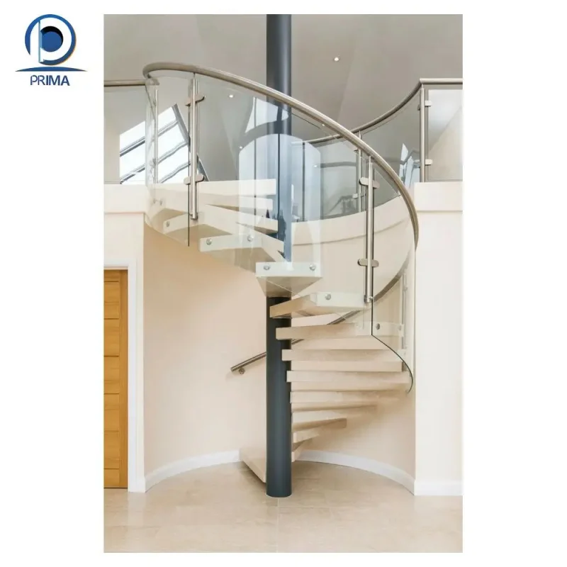 custom.Modern Design Stairs with Metal or Glass Guardrail Solid Wood Step Stable Staircase