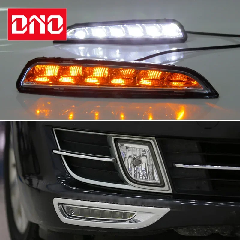 Car LED DRL 12V Daylights For Mazda6 Mazda 6 2008 2009 2010 Yellow Turn Signal Daytime Running Light Car Foglamp