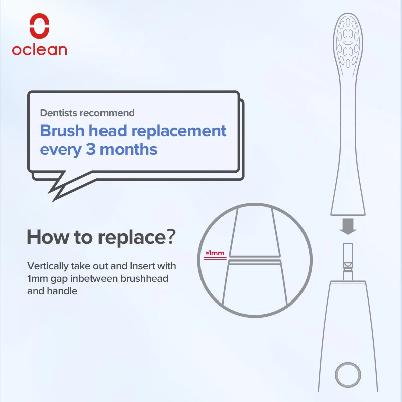 Asli Oclean Sikat Kepala X Pro Elite Flow One Z1 F1 E1 Air 2 X10 Semua Seri Baru Pintar Sekali Sonic Listrik Listrik Sikat Gigi Kiat Aksesoris Aksesoris