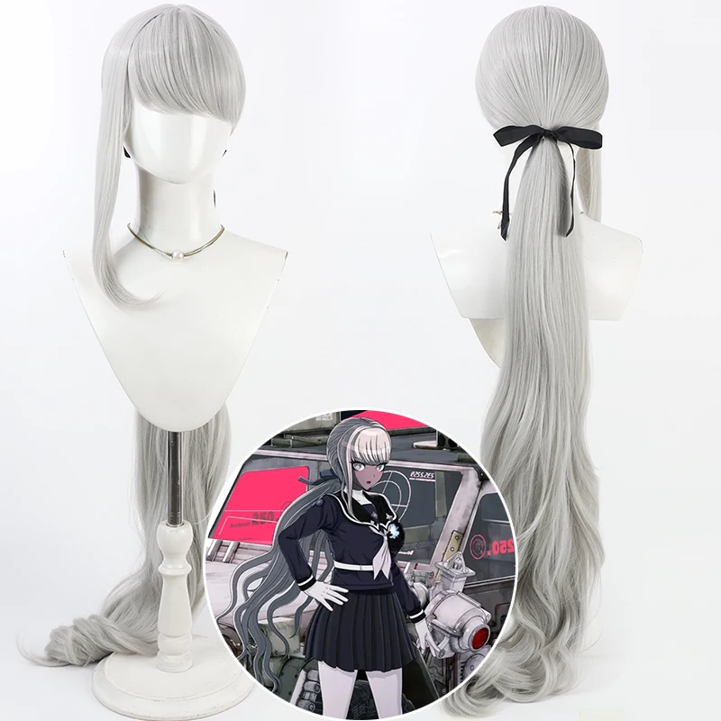 The Hundred Line Darumi Amemiya Cosplay Wig Long Blue Black Double Ponytail Hair Last Defense Academy Halloween Party for Women