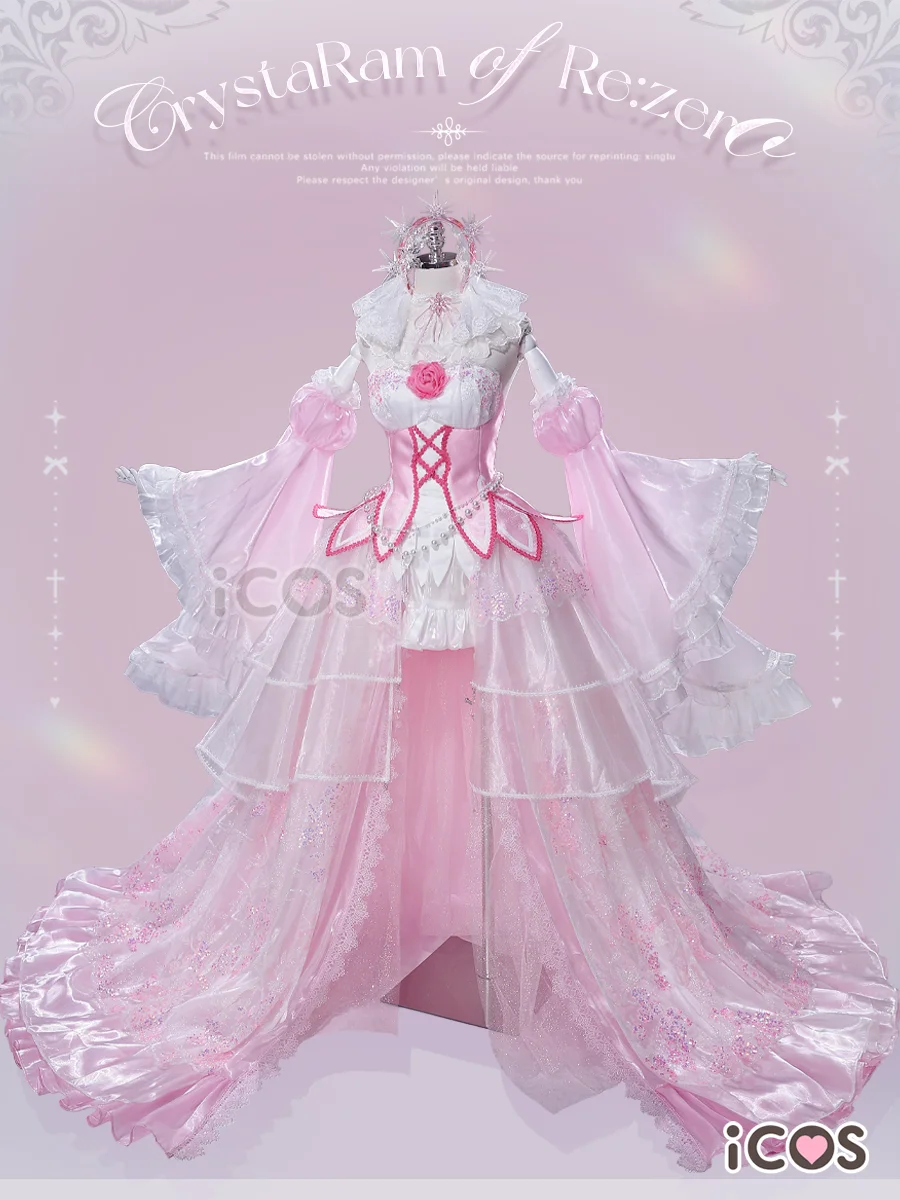 

Anime Re: Life in A Different World From Zero Cosplay Costume Rem Ram Sweet Pink Dress Women Halloween Costumes