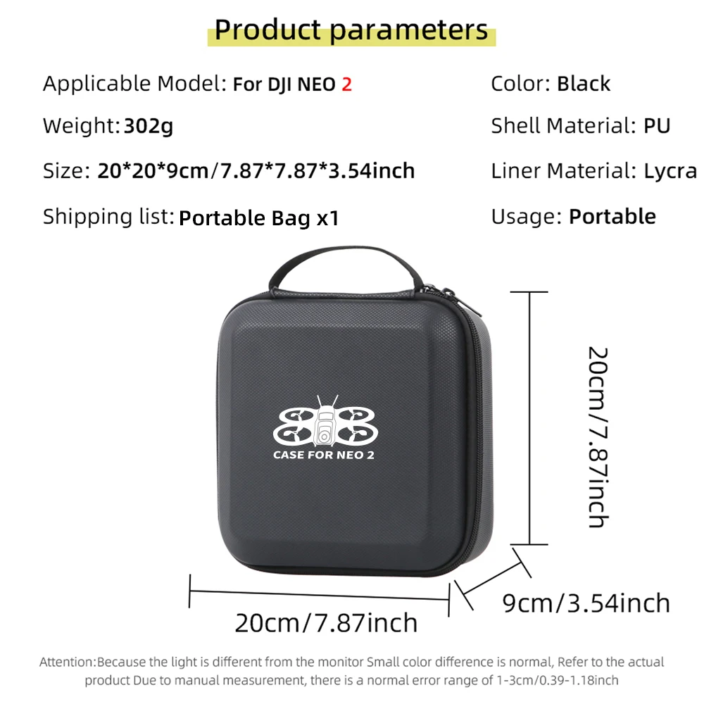 حقيبة يد مقاومة للغبار لهاتف DJI Neo 2، حقيبة حمل مقاومة للضغط ومضادة للصدمات، أسود ورمادي #4