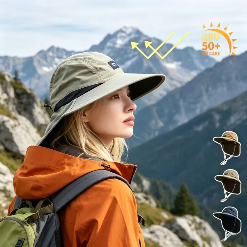 

2026 New Model Outdoor UV Protection Sun Hat with Neck FlapFishing Hat Wide Brim Hiking Fishing Hat for Men Women Unisex