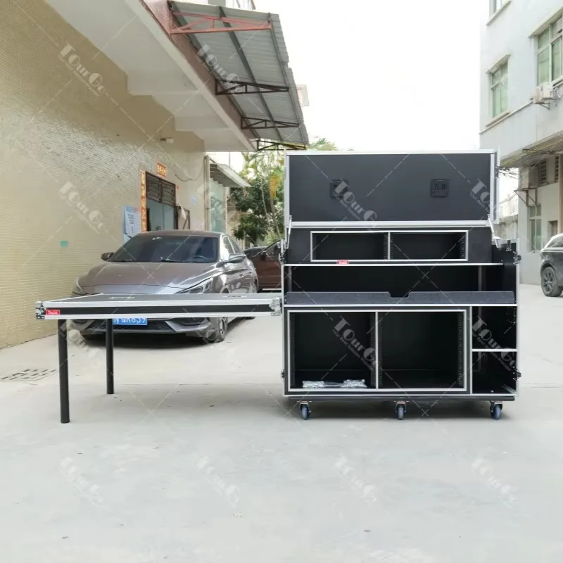 Regular Mobile Double Screen Video Production Rack Flight Case for AV Live Broadcasting