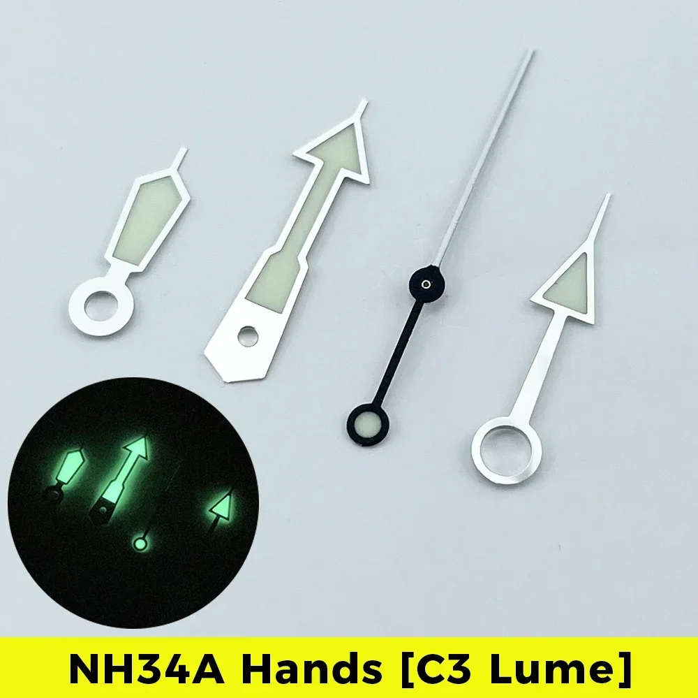 Green Orange Hand NH34A GMT Hands C3 Lume 4-Hand for SKX007 SKX SSK GMT Mod SUPER LUME NH35 NH36 5YaSuMxF