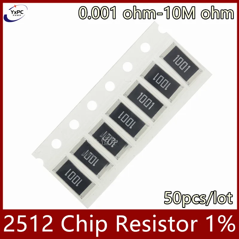 50PCS 2512 1% SMD resistor 0R ~ 10M 1W 0.1R 0.01R 0.05R 0.001R 0R 1K 2.2K 10K 100K 220K 0R 1R 10R 100R 150R 220R 330R 470R ohm