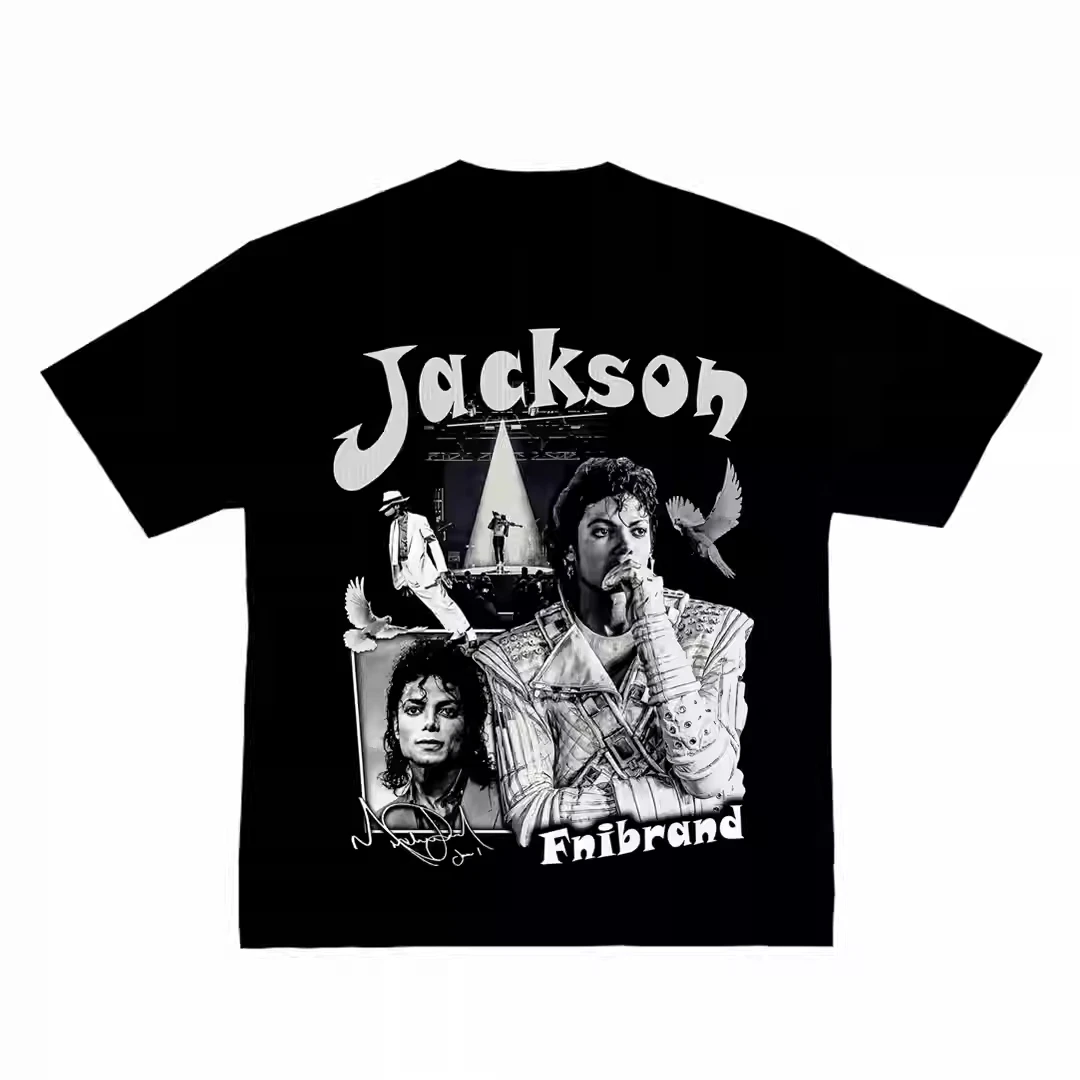 

2025 Michael Jackson Rock American Street VTG Cotton Short Sleeve T-shirt High Quality Luxury Brand Selling Popular Style Ins