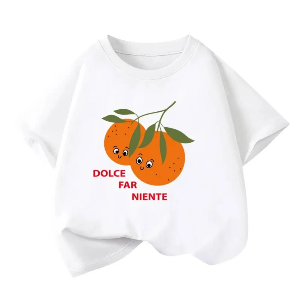 

Kids Clothes Tee 2026 Summer Orange Fruit Animal Series Fun Print Girls Tshirts Tees Cotton Fashion Children Short-sleeve Shirts