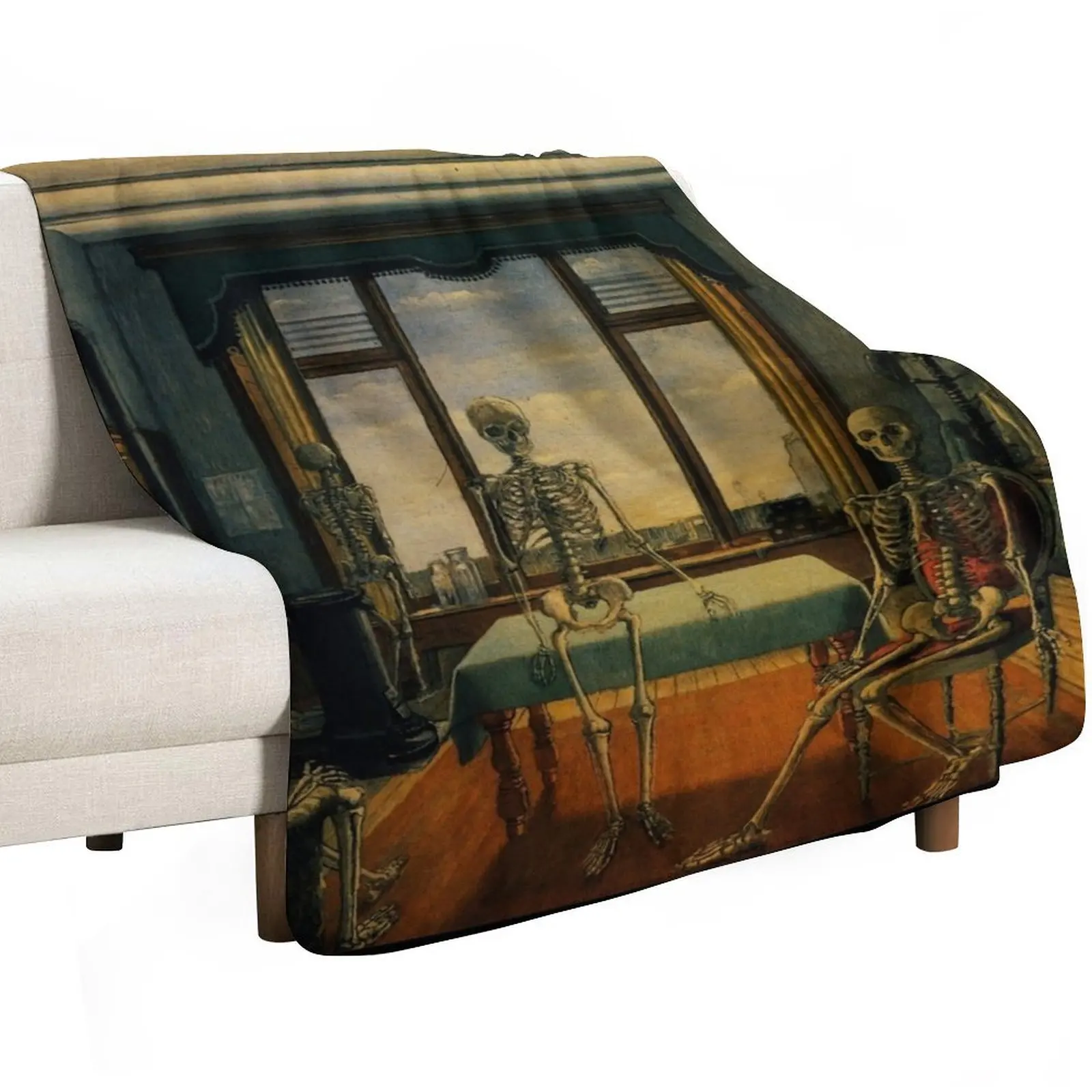 Skeletons in an office, by Paul Delvaux Throw Blanket Shaggy warm winter Luxury For Sofa Thin Decorative Sofas anime Blankets