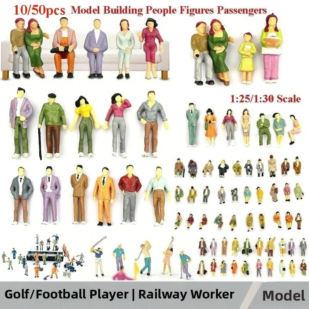 10/50pcs 1:25/1:30/1:300 Scale Model Building People Mixed Color Multistyles Train Scenery Passengers Assorted Poses
