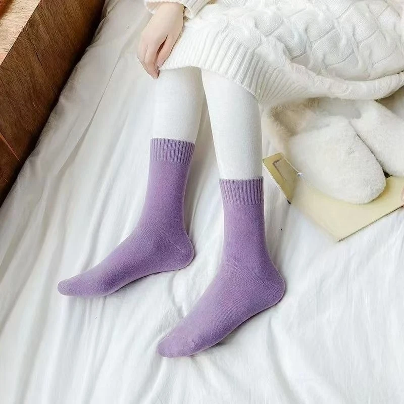 1/5 أزواج سميكة ومخملية الأرجواني النوم الدفء منتصف طول الجوارب لخريف وشتاء بعد الولادة المرأة الشتاء الجوارب الطويلة 2025 #3