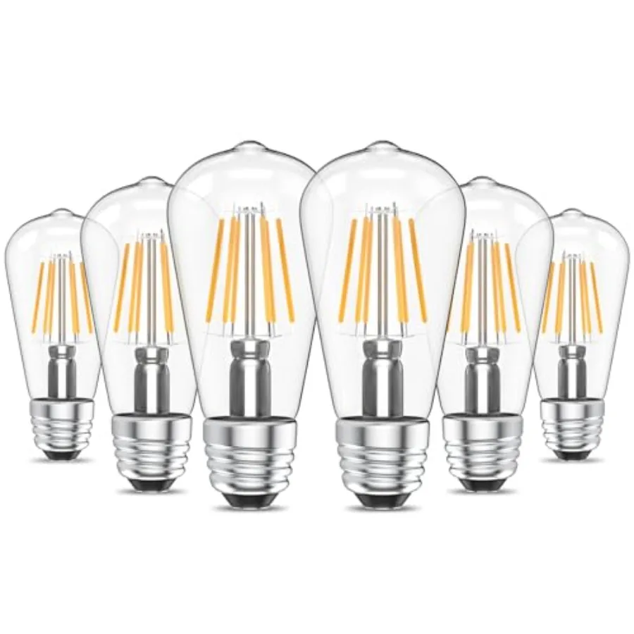 

ST48 Vintage LED Edison Bulbs 0 Watt Equivalent, Bright 4500K, E26 Antique LED Filament Bulbs, E26 Medium Base