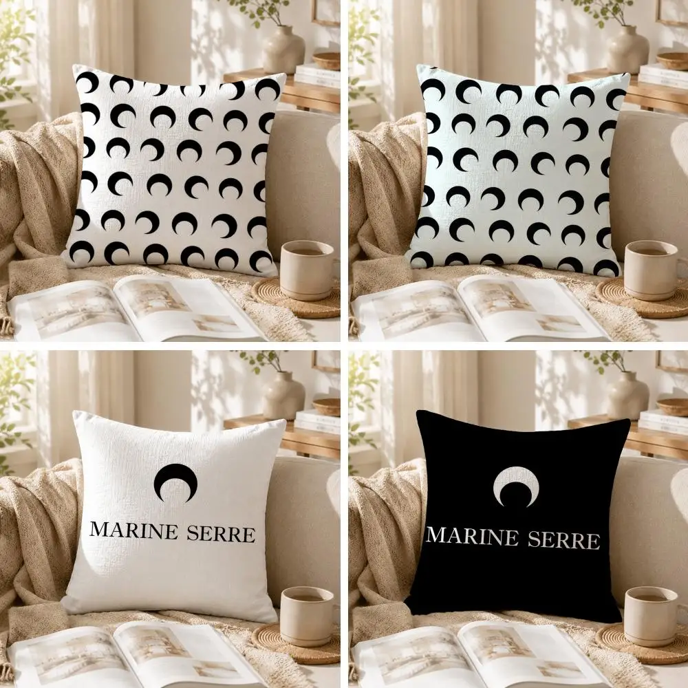 Luxury M-Marine Serre Fashion Cushion Cover Natural Linen Organic Fabric Double-Sided Printing Sofa Home Decor Gift Pillow Case
