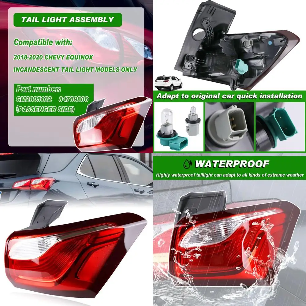 

Chevy Equinox 2018-2020 Right Side Tail Light Assembly, Compatible with 84769836