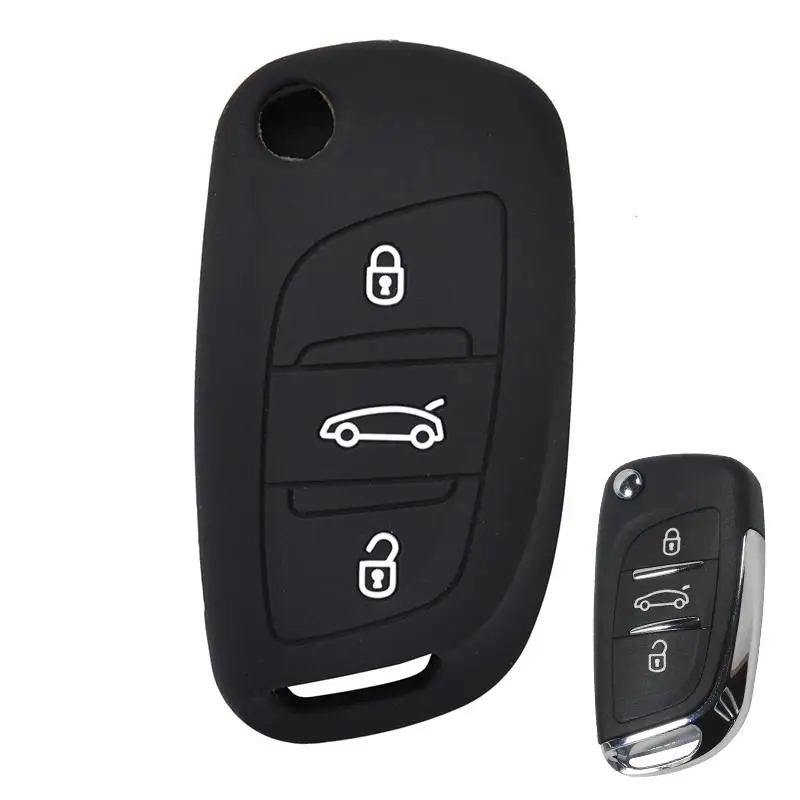 Silicone Key Cover Case For Citroen C4L C5 DS 5LS Only For DS Original 3 Buttons Protector Shell Remote Smart Keychain Remote