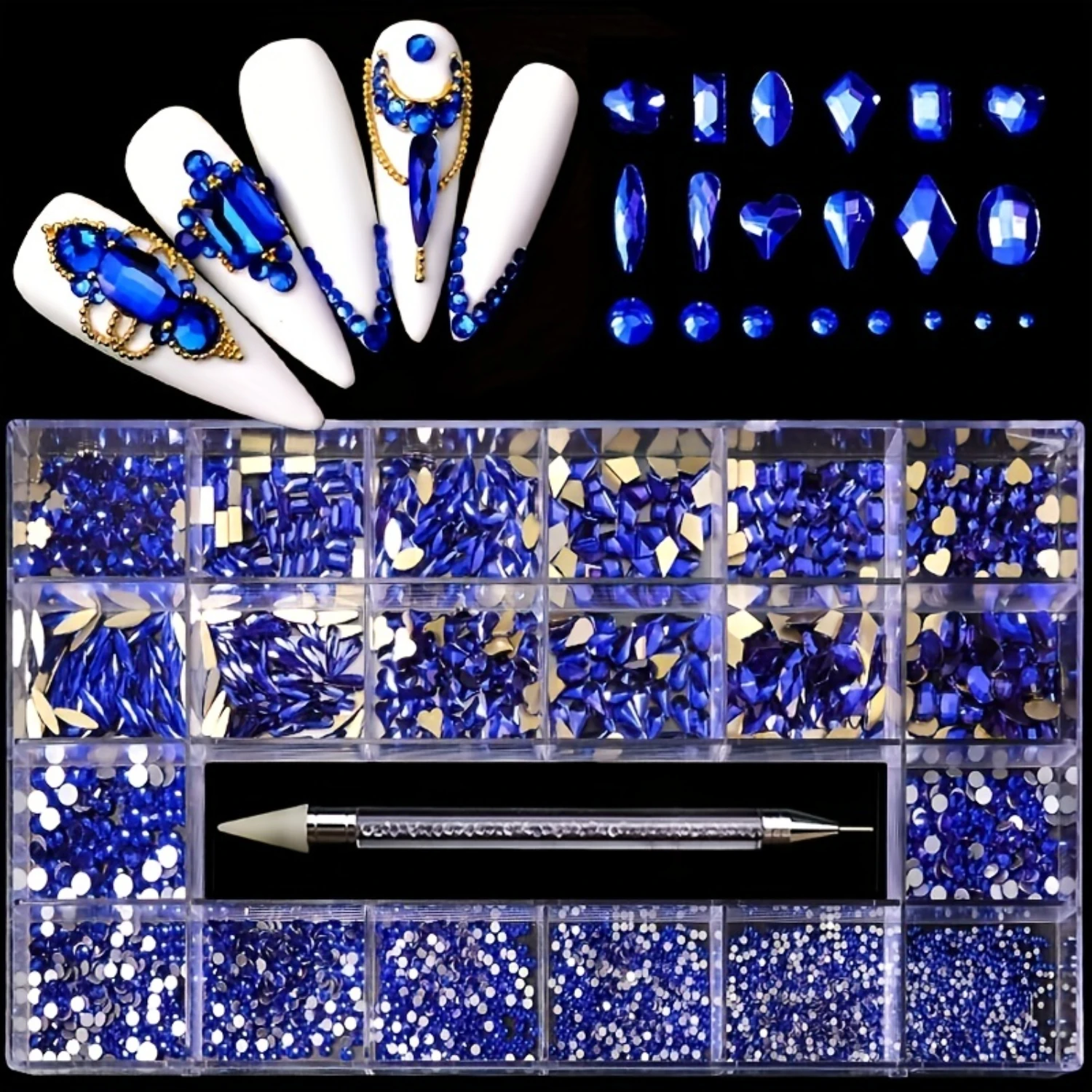 

2000pcs Bedazzling Nail Art Kit with Multi-Shape Rhinestones & Crystal Embellishments