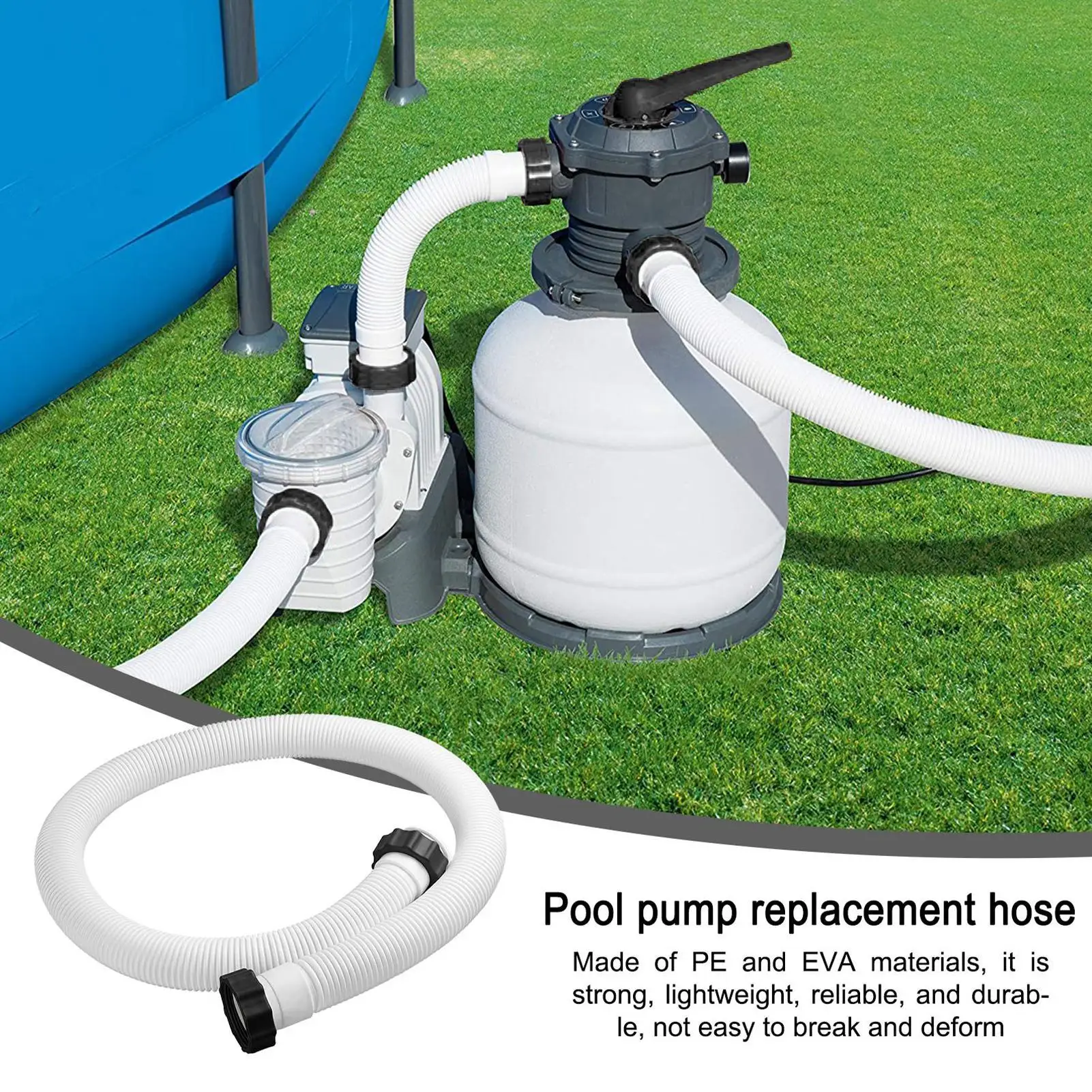 Manguera para Bomba de Piscina, Manguera para Filtro de Piscina, Conexión Rápida, Tubo Flexible, Piezas de Repuesto para Bombas de Filtro de Arena de Piscina